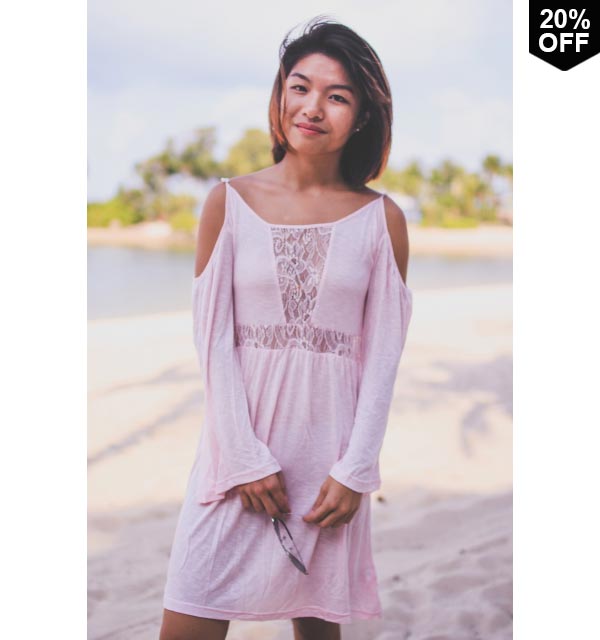 Bell-Sleeved Lace Dress @ 20% OFF
